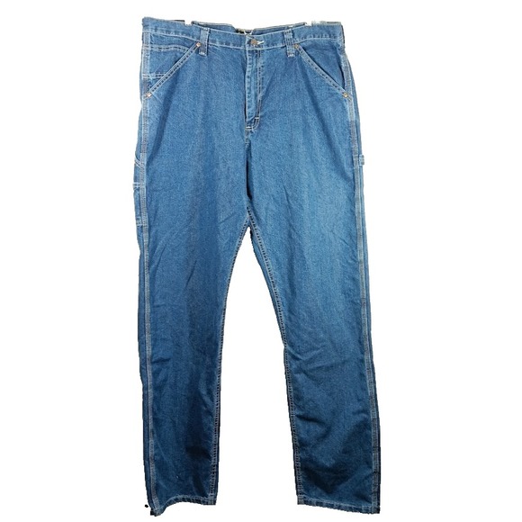 Lee Mens 38x36 Loose Fit Cargo Carpenter Jeans Dark Blue Straight Leg Real 40x37 - Picture 1 of 11